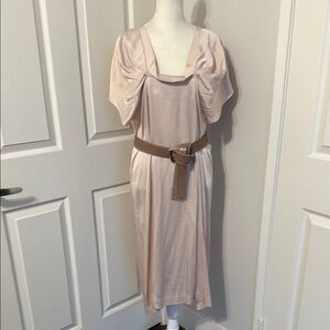 BCBGMaxAzria Sandal Colored Dress with Ruffles